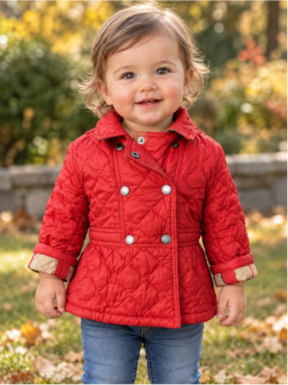 Burberry Children Red Water-Resistant Quilted Nylon Jacket – Size 12M